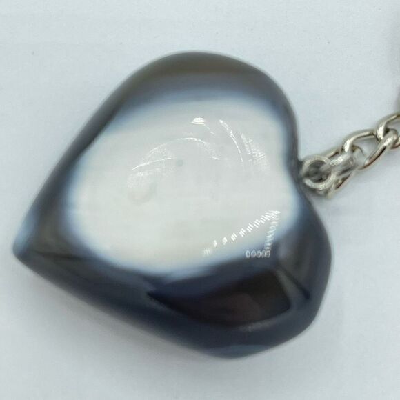 Orca agate heart keychain key ring pendant chain NEW hand crafted - Picture 7 of 11